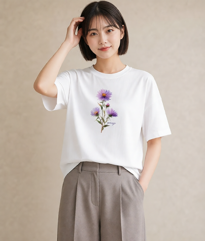 プリントTシャツ レディース スミレ 花 花柄 イラスト 水彩風 母の日 ビーチ 白T