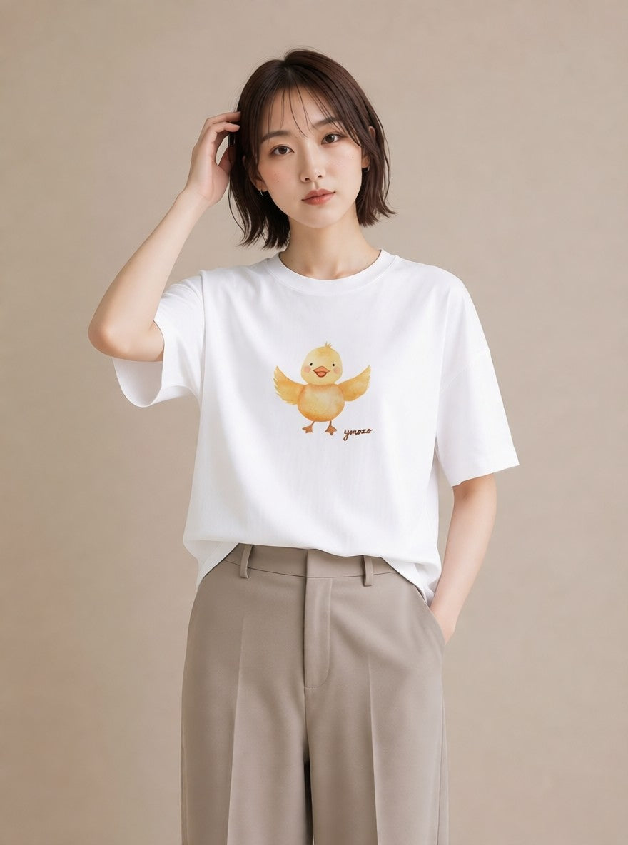 半袖Tシャツ レディース シマエナガ しまえなが 動物 アニマル イラスト 旅行コーデ 旅行 母娘コーデ 白T