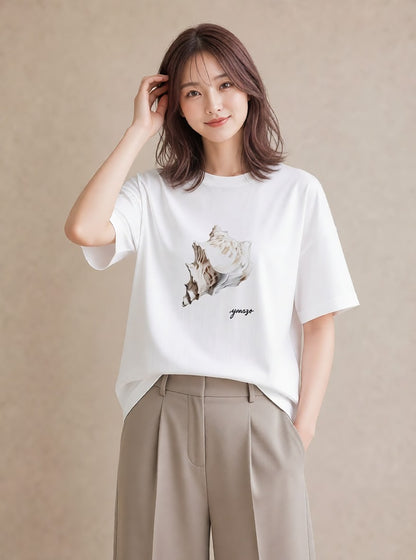 プリントTシャツ レディース かたつむり 昆虫 虫 イラスト 上品 敬老の日 ホワイトデー 白T