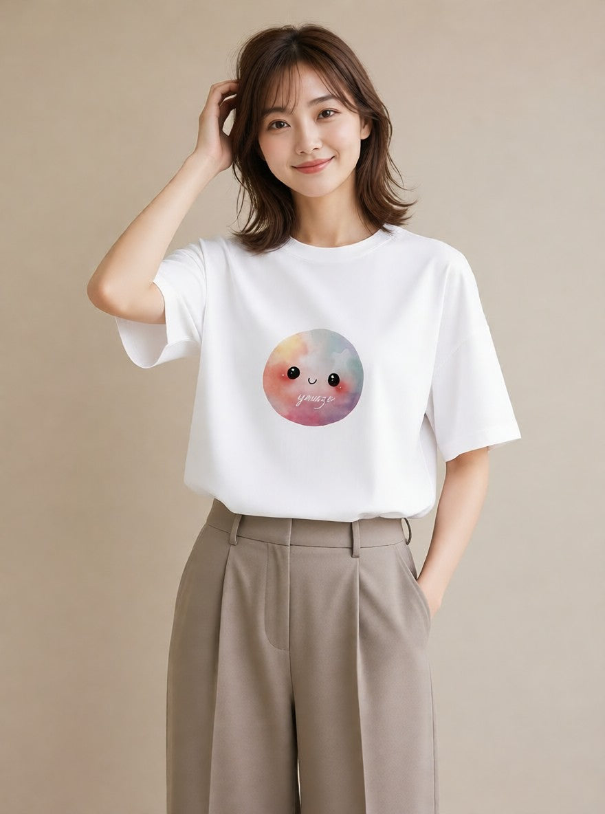 プリントTシャツ レディース 雲 星空 宇宙 イラスト 北欧風 週末コーデ 敬老の日 白T