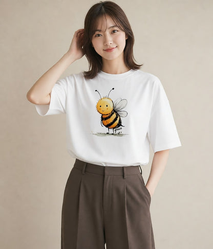 Tシャツ レディース ハニー 食べ物 フード イラスト 韓国風 誕生日プレゼント 綿100 白T