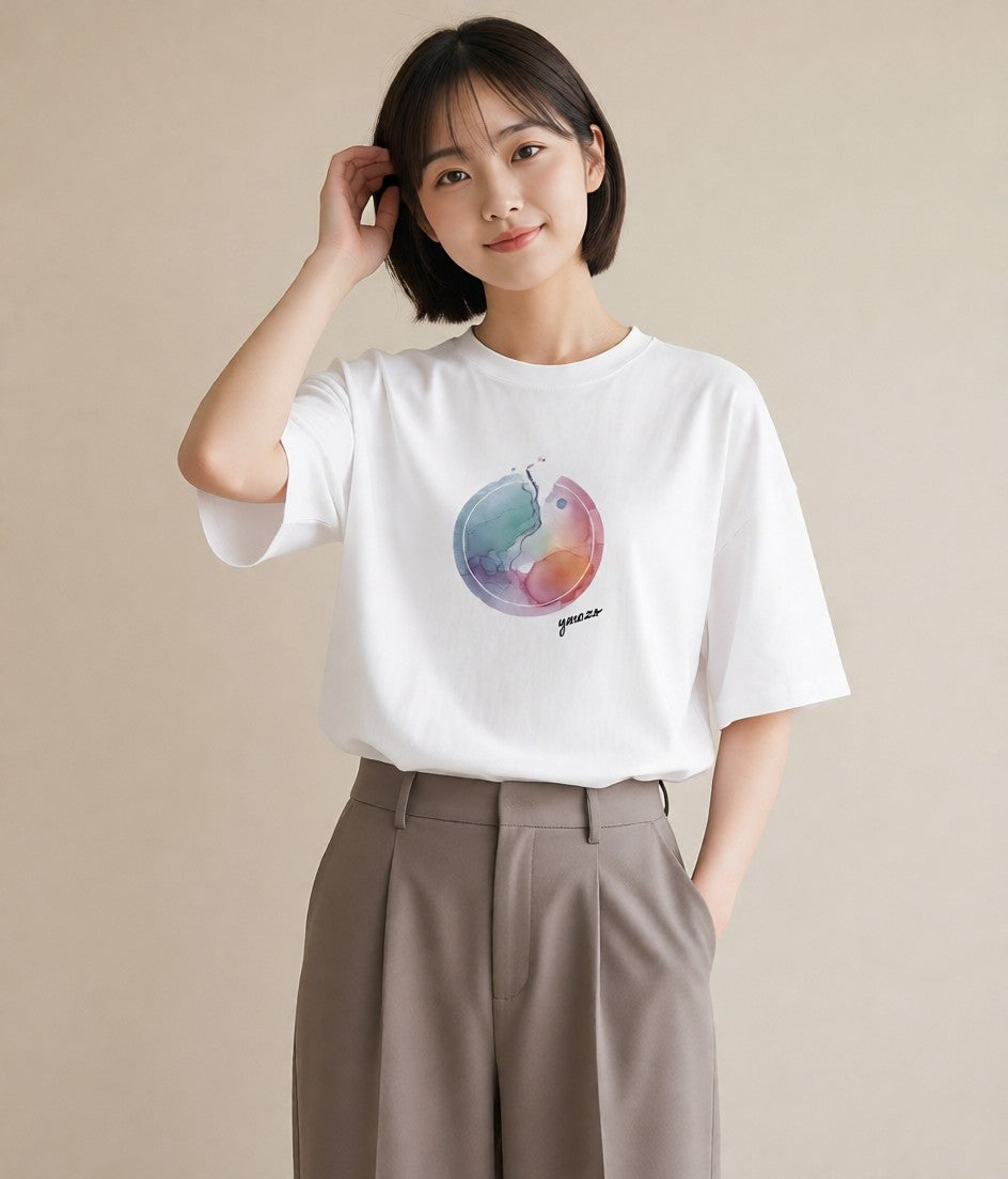 Tシャツ レディース オーロラ 星空 宇宙 イラスト 旅行コーデ ビーチ デイリーウェア 白T
