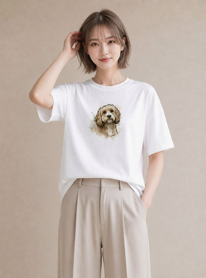 グラフィックTシャツ レディース 愛犬 犬 いぬ イラスト 個性的 親子 20代 白T