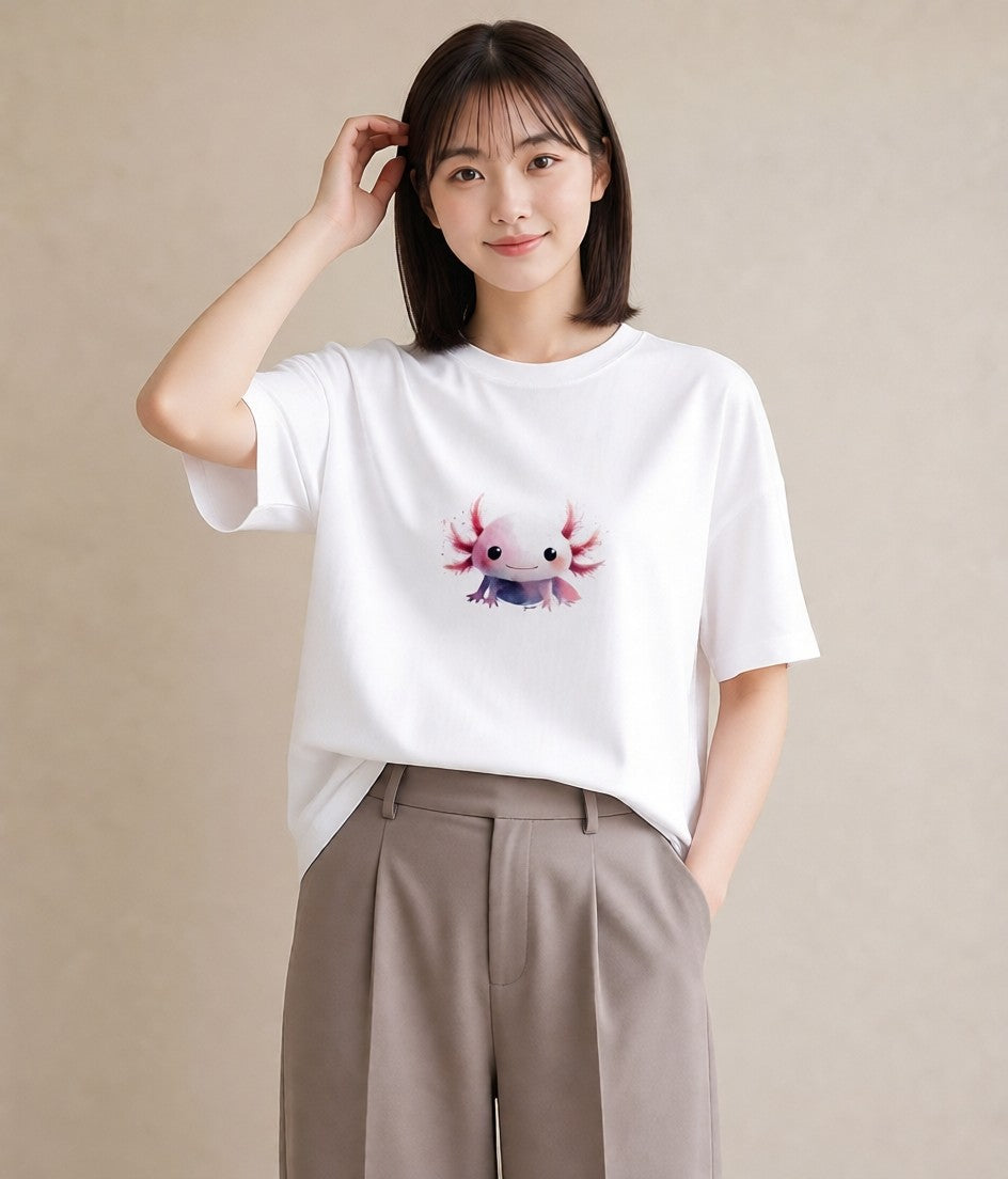 プリントTシャツ レディース チンアナゴ 海の生き物 海 イラスト アート風 レイヤード 友達ギフト 白T