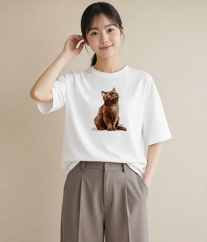 Tシャツ レディース ソマリ 猫 ねこ イラスト 線画 レイヤード 友達ギフト 白T