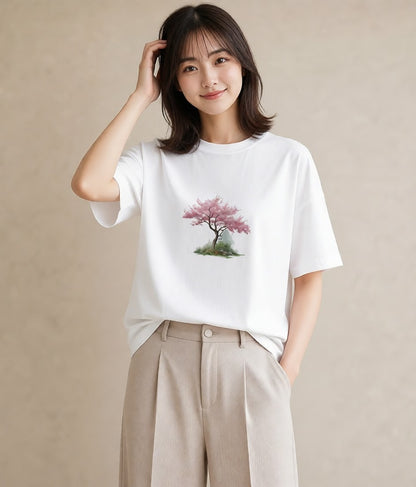 グラフィックTシャツ レディース 盆栽 植物 ボタニカル イラスト 旅行コーデ 部屋着 女性向けギフト 白T