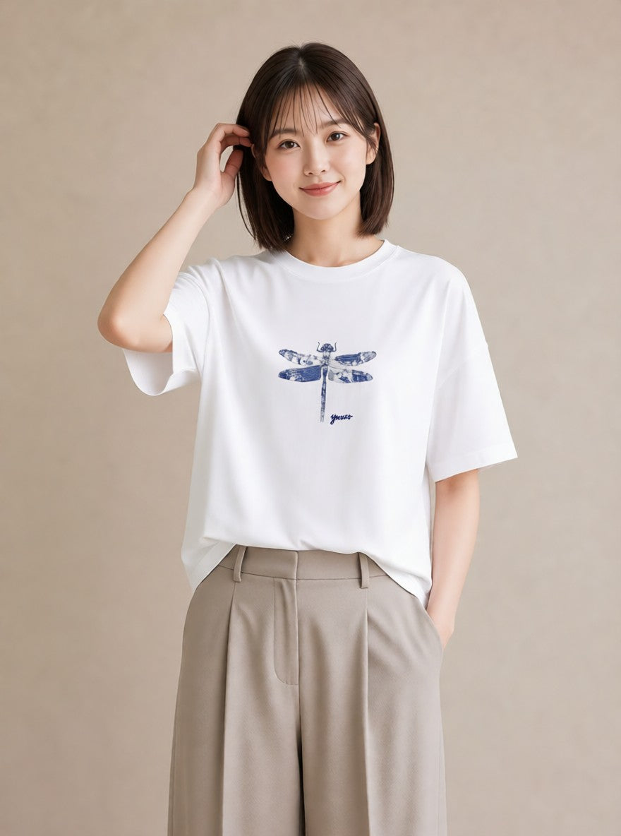 グラフィックTシャツ レディース とんぼ 昆虫 虫 イラスト ポップ 母の日 ビーチ 白T