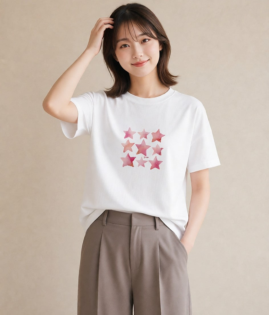 プリントTシャツ レディース 牡牛座 星空 宇宙 イラスト ラフ 母娘コーデ 自分用 白T