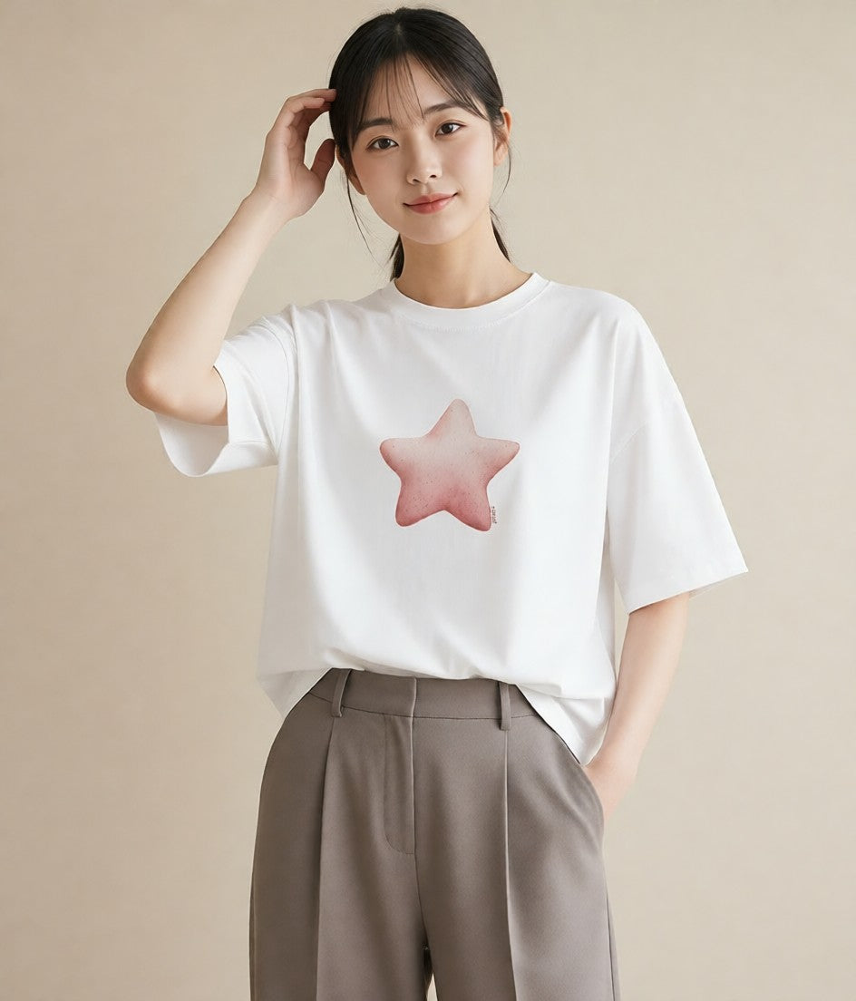 デザインTシャツ レディース 天の川 星空 宇宙 イラスト 手描き風 女性 旅行用 白T