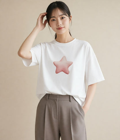 デザインTシャツ レディース 天の川 星空 宇宙 イラスト 手描き風 女性 旅行用 白T