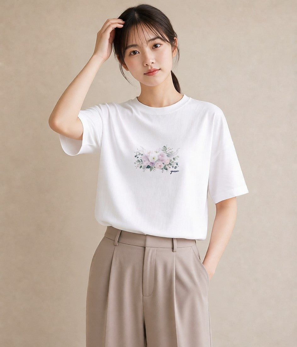 デザインTシャツ レディース 封蝋 手紙 アンティーク ナチュラル イラスト ミニマル 公園 ママ 白T