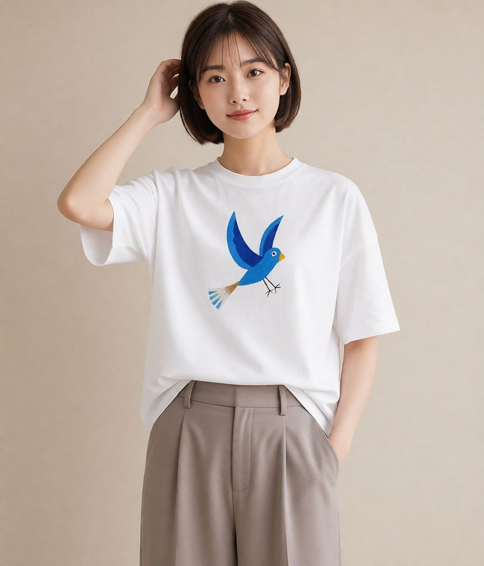 グラフィックTシャツ レディース セキセイインコ ペット 動物 イラスト 可愛い 社会人 女性 白T
