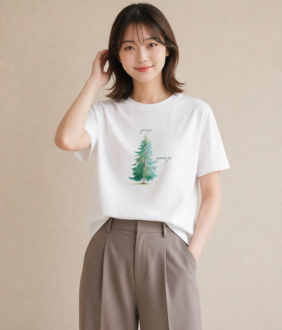 グラフィックTシャツ レディース 山 星空 宇宙 イラスト 部屋着 女性向けギフト 白T