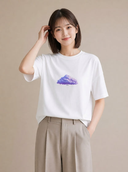 半袖Tシャツ レディース わたあめ 食べ物 フード イラスト 北欧風 ラフ レイヤード 白T
