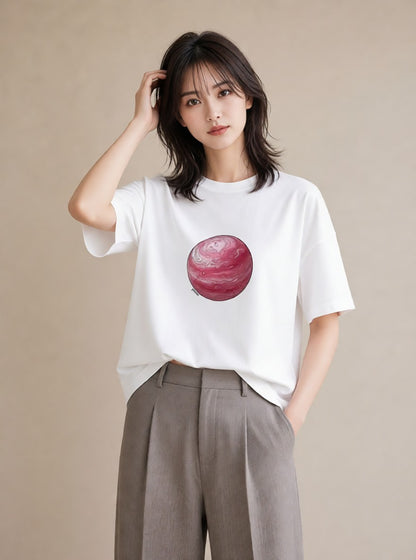 デザインTシャツ レディース 惑星 星空 宇宙 イラスト お洒落 20代 カジュアルコーデ 白T