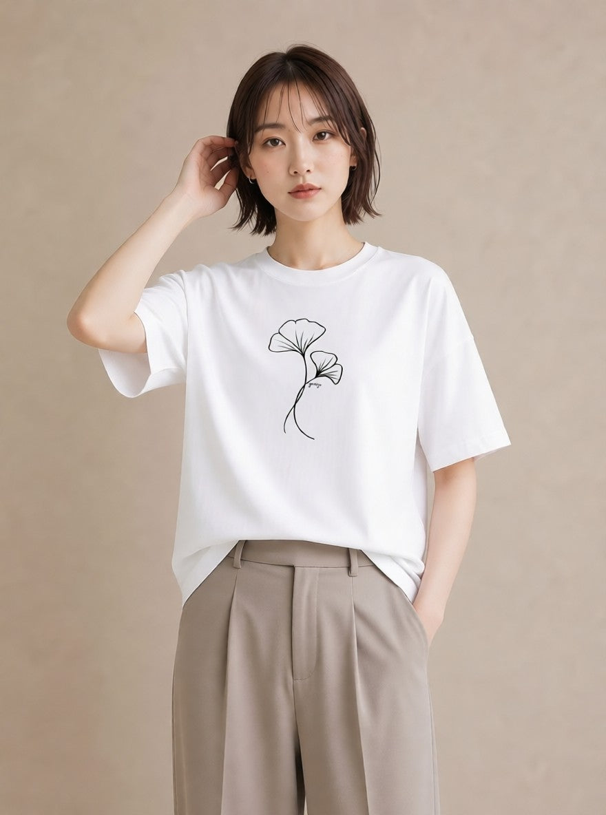 プリントTシャツ レディース 観葉植物 ボタニカル 植物 イラスト ポップ 20代 カジュアルコーデ 白T
