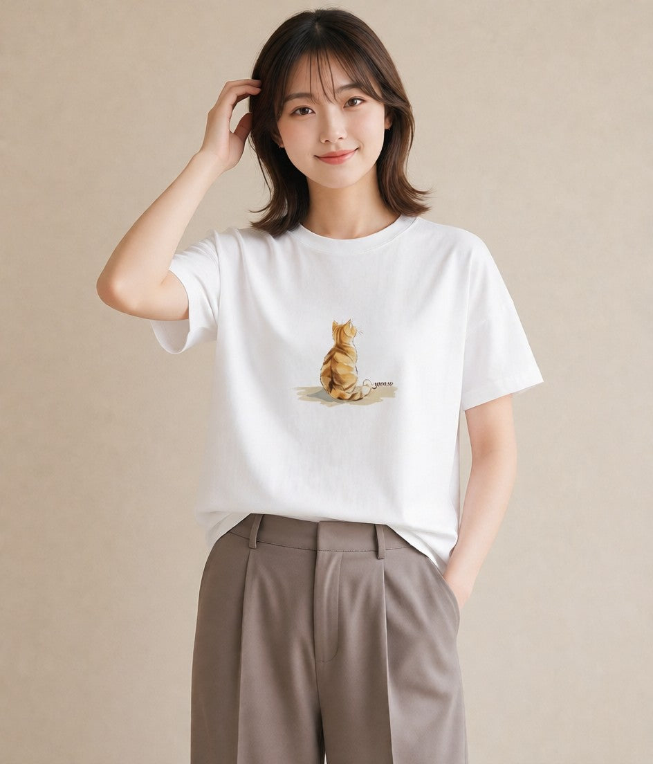 デザインTシャツ レディース ペルシャ 猫 ねこ イラスト ヴィンテージ風 姉妹 送別ギフト 白T