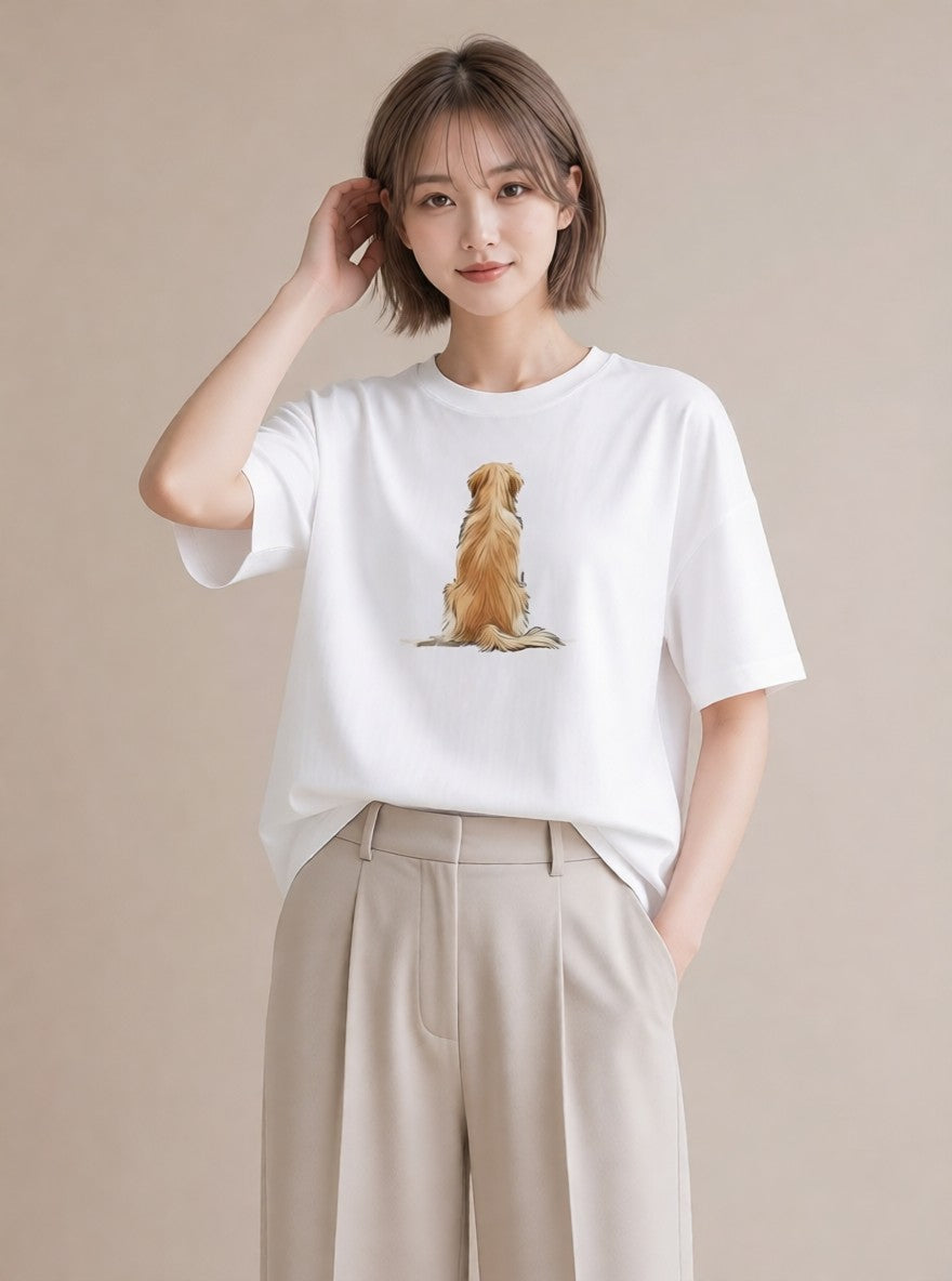 グラフィックTシャツ レディース 犬好き 犬 いぬ イラスト こなれ感 自分用 ルームウェア 白T