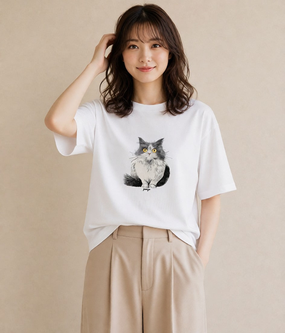 Tシャツ レディース スコティッシュフォールド 猫 ねこ イラスト ゆるコーデ 親子 20代 白T