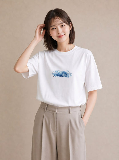 グラフィックTシャツ レディース ロシアンブルー 猫 ねこ イラスト ボタニカル 公園 ママ 白T