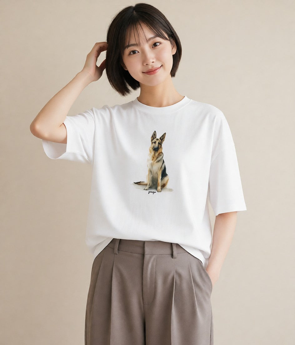 デザインTシャツ レディース 愛犬 犬 いぬ イラスト ゆるコーデ カフェ服 クリスマス 白T