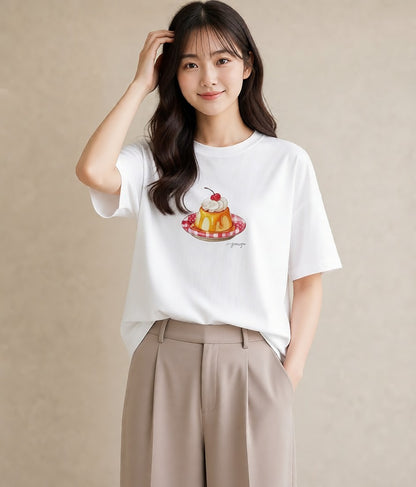 グラフィックTシャツ レディース どら焼き 食べ物 フード イラスト 個性的 週末コーデ 敬老の日 白T