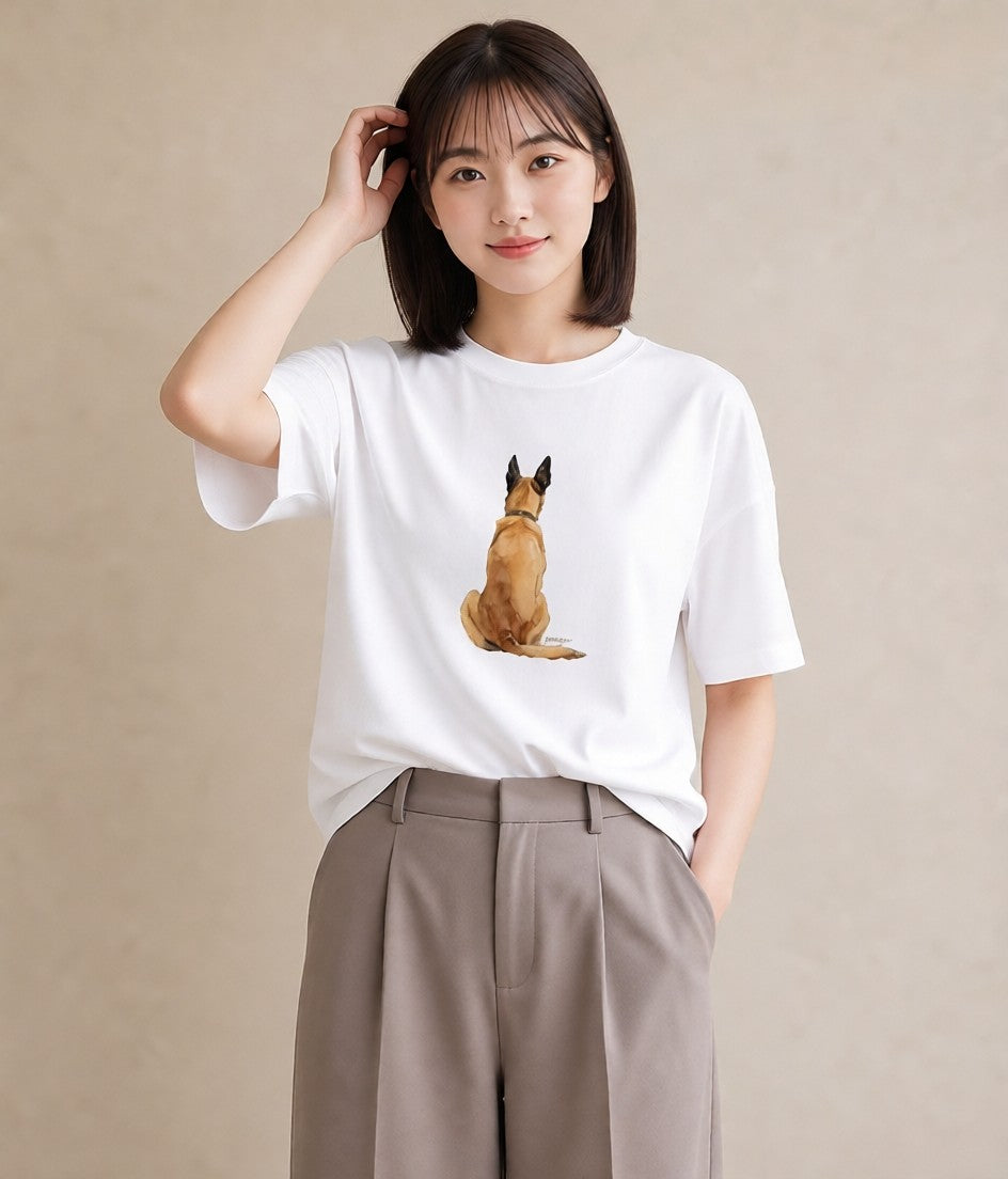 Tシャツ レディース ジャーマンシェパード 犬 いぬ イラスト 個性的 姉妹 送別ギフト 白T