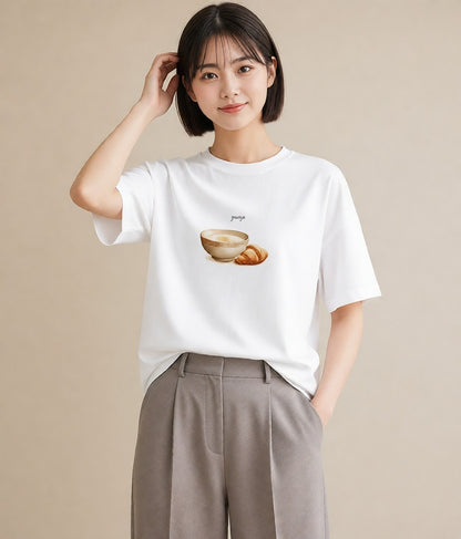 デザインTシャツ レディース たまご 食べ物 フード イラスト きれいめ 女子会 お揃い 白T