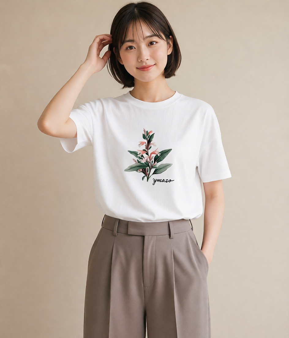 半袖Tシャツ レディース すずらん 花 花柄 イラスト お洒落 デイリーウェア 休日 白T