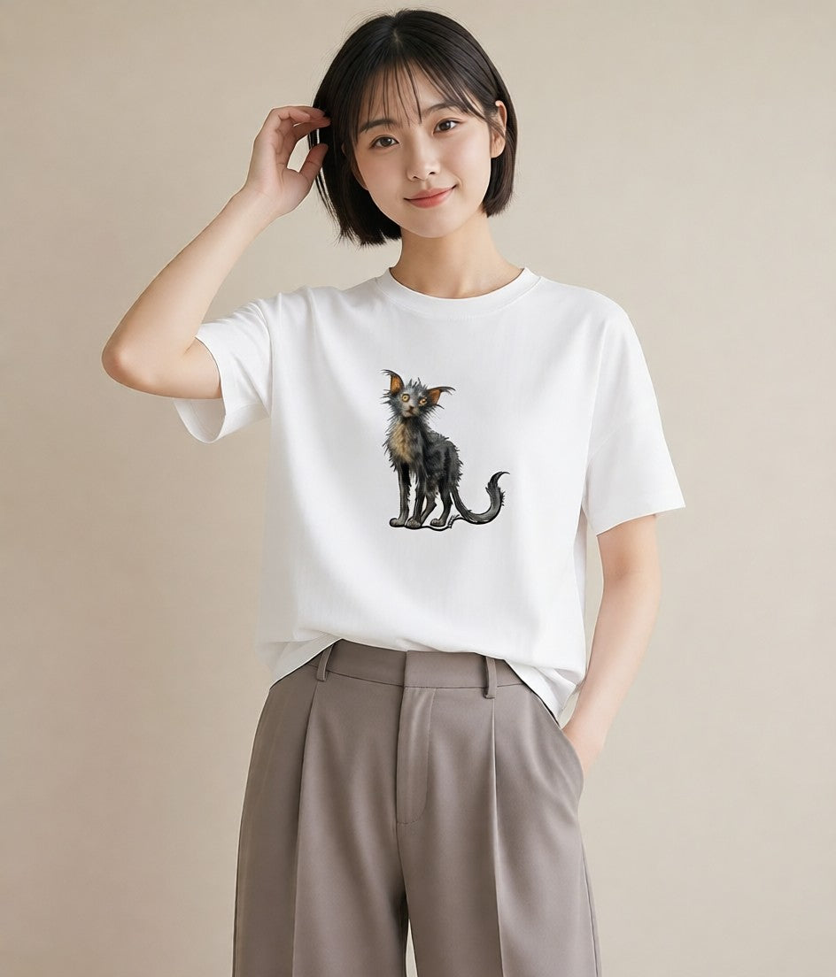 グラフィックTシャツ レディース ソマリ 猫 ねこ イラスト 休日コーデ カフェ服 クリスマス 白T