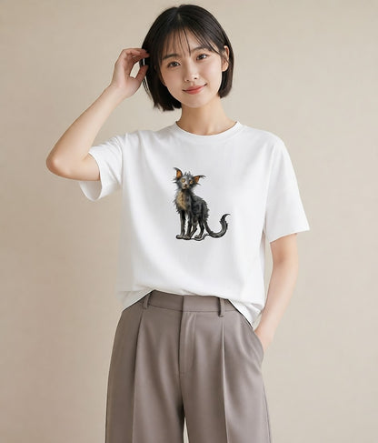 グラフィックTシャツ レディース ソマリ 猫 ねこ イラスト 休日コーデ カフェ服 クリスマス 白T