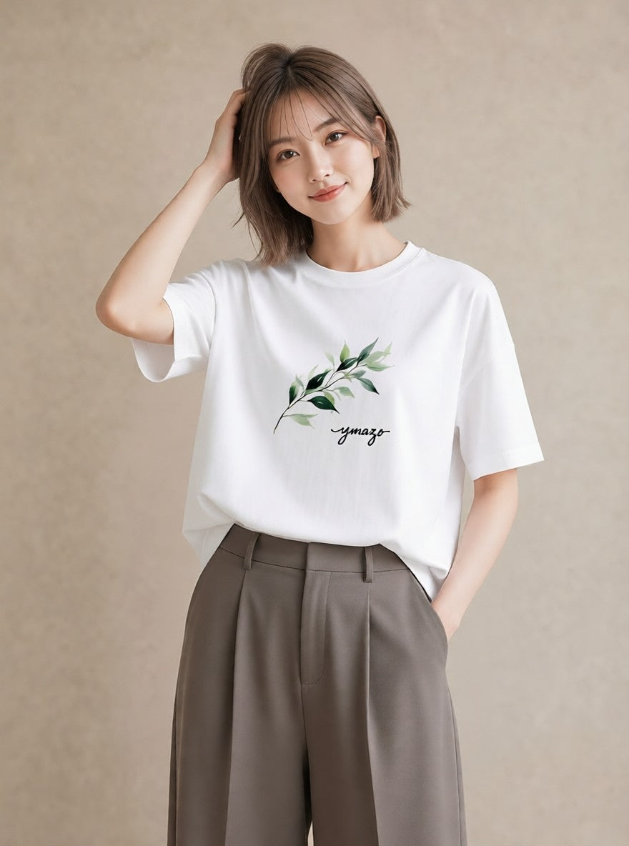 デザインTシャツ レディース つる 植物 ボタニカル イラスト 旅行コーデ 姉妹 送別ギフト 白T
