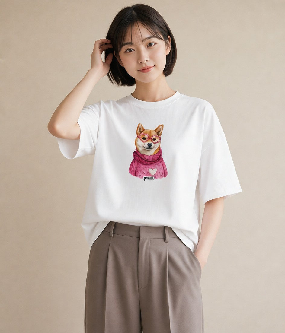 デザインTシャツ レディース 柴犬 しばいぬ 犬 いぬ イラスト シック 姉妹 送別ギフト 白T