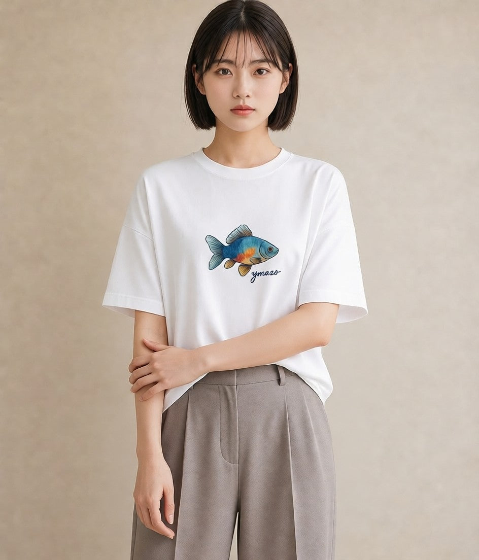 Tシャツ レディース ベタ ペット 動物 イラスト 旅行用 海 白T
