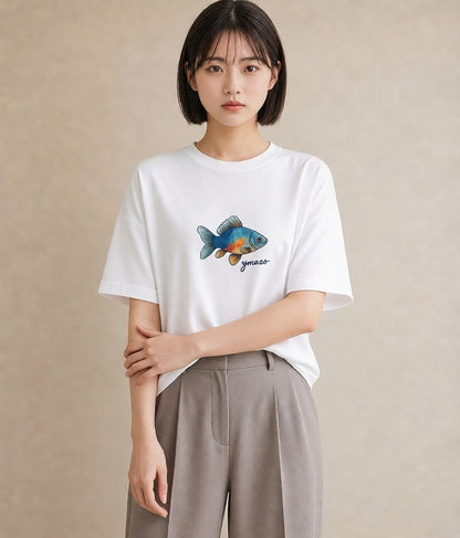Tシャツ レディース ベタ ペット 動物 イラスト 旅行用 海 白T