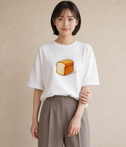 グラフィックTシャツ レディース パン 食べ物 フード イラスト 休日コーデ ホワイトデー 春服 白T