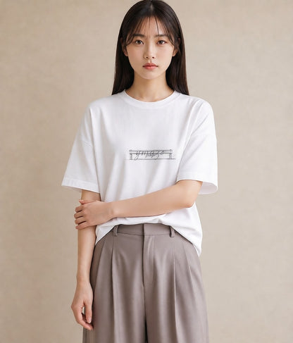 プリントTシャツ レディース 駅のホーム ローカル線 駅 ナチュラル アンティーク イラスト こなれ感 自分用 ルームウェア 白T
