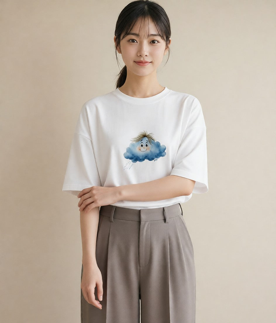 半袖Tシャツ レディース 空 星空 宇宙 イラスト 韓国風 敬老の日 ホワイトデー 白T