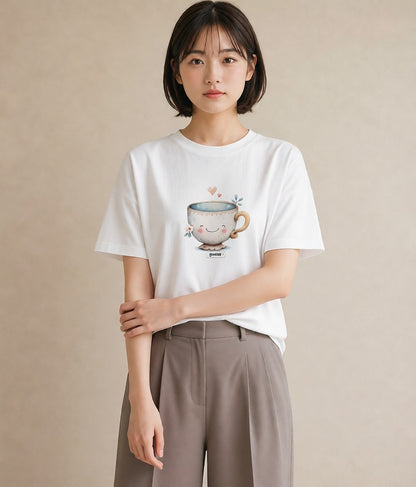 デザインTシャツ レディース ココア 食べ物 フード イラスト 旅行コーデ ルームウェア ギフト 白T