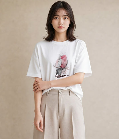 Tシャツ レディース オカメインコ ペット 動物 イラスト アート風 誕生日プレゼント 綿100 白T