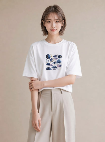 プリントTシャツ レディース 蠍座 星空 宇宙 イラスト お洒落 通勤 在宅 白T