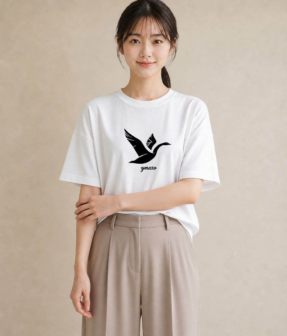 Tシャツ レディース 折り鶴 折り紙 ナチュラル アンティーク イラスト ポップ ルームウェア ギフト 白T