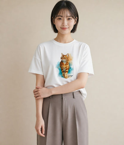 Tシャツ レディース 三毛猫 みけねこ 三毛 猫 ねこ イラスト ゆるコーデ ギフト 母の日 白T