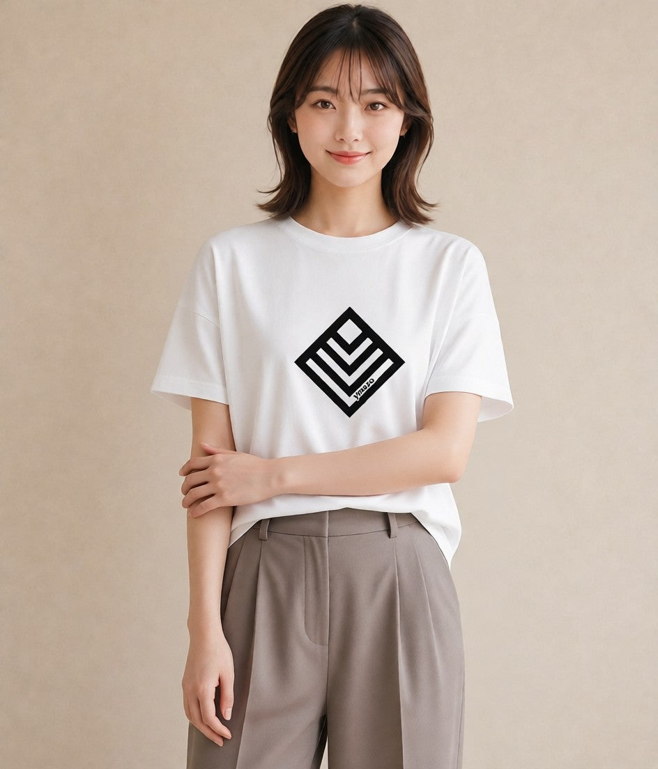 半袖Tシャツ レディース 手鏡 アンティーク レトロ ナチュラル イラスト 休日コーデ 送別ギフト 通勤 白T