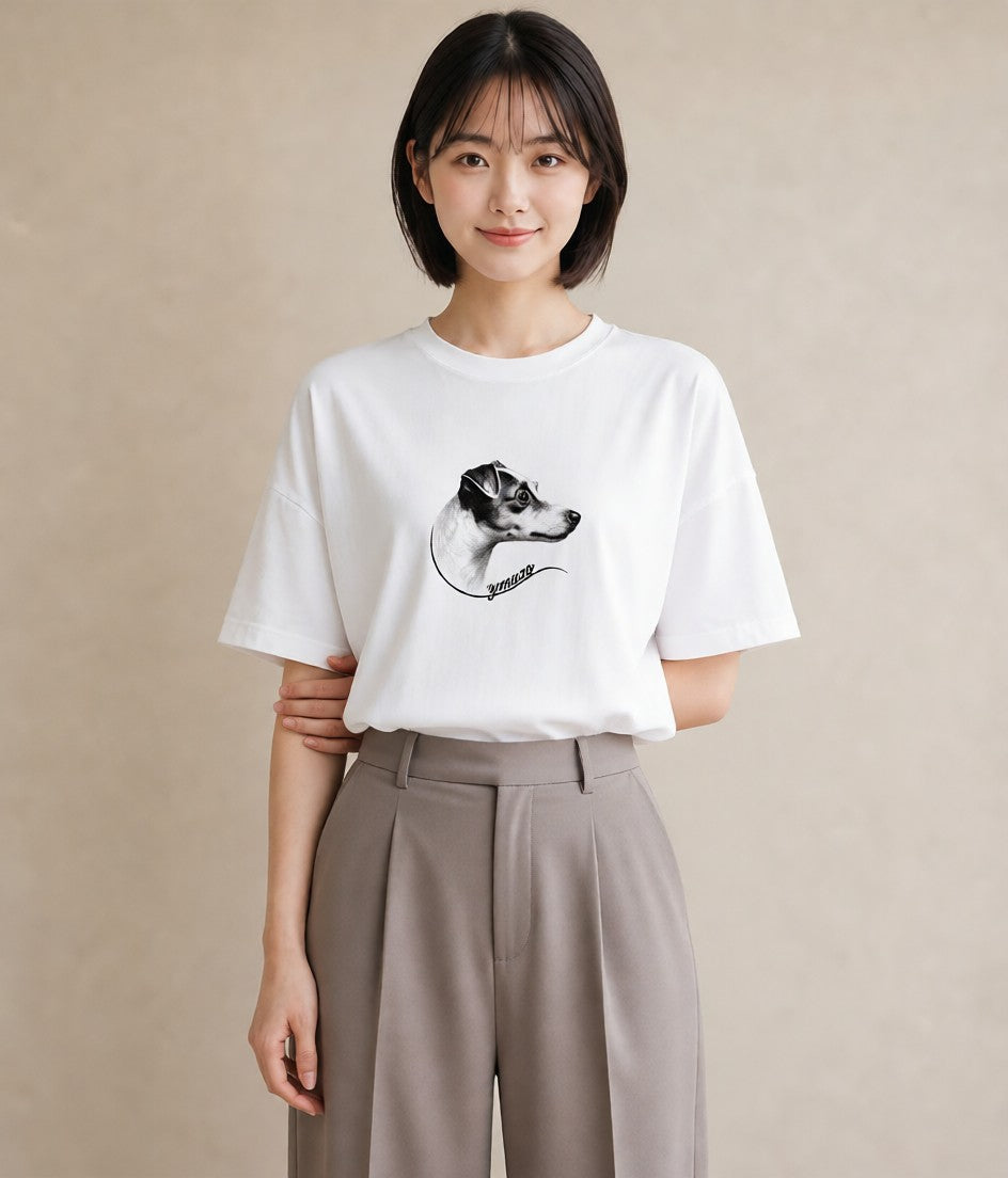 プリントTシャツ レディース ジャックラッセルテリア 犬 いぬ イラスト カジュアル 秋コーデ おしゃれギフト 白T