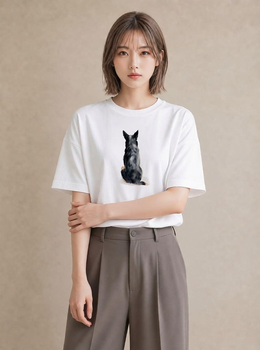 デザインTシャツ レディース スフィンクス 猫 ねこ イラスト アート風 カフェ巡り 女子会 白T