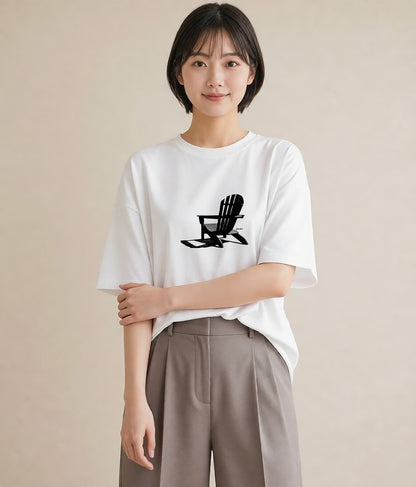 Tシャツ レディース 窓辺の椅子 窓辺 椅子 ナチュラル アンティーク イラスト こなれ感 お揃い 親子 白T