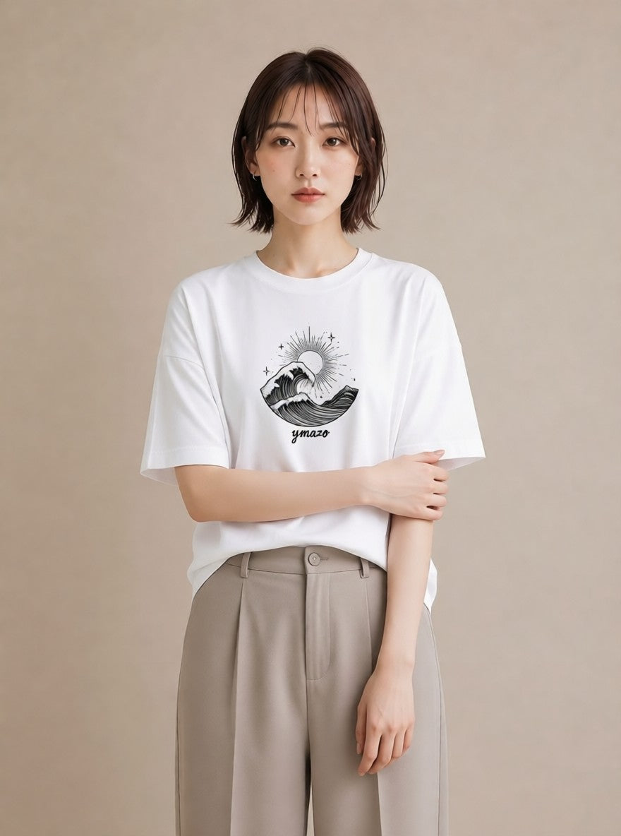 Tシャツ レディース 海 リゾート 夏 イラスト ユニーク 綿100 デート 白T