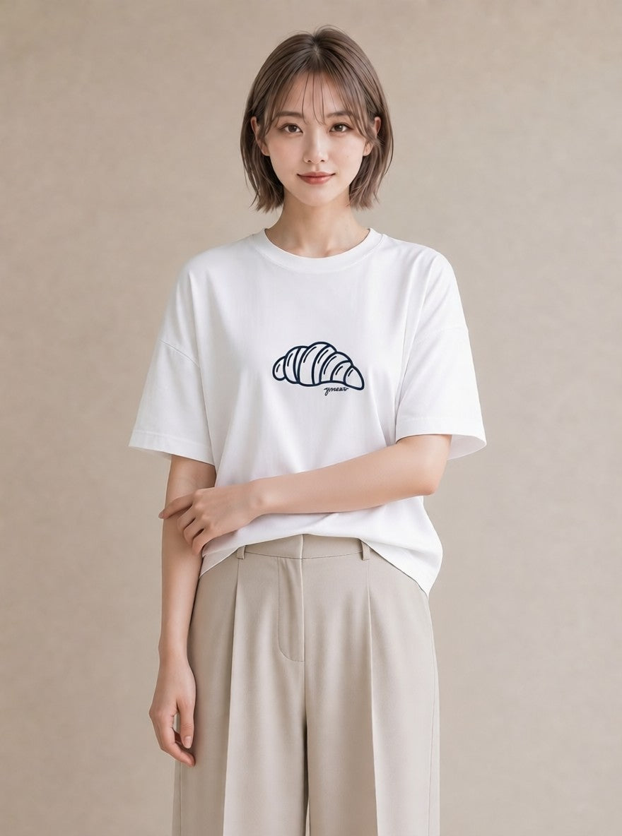 デザインTシャツ レディース パン ベーカリー レトロ イラスト ナチュラル カフェ服 クリスマス 白T