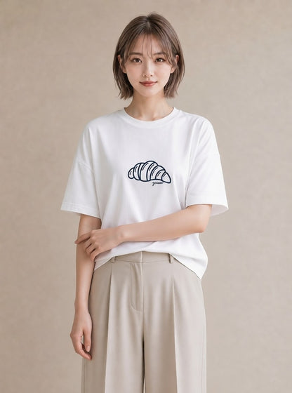 デザインTシャツ レディース パン ベーカリー レトロ イラスト ナチュラル カフェ服 クリスマス 白T